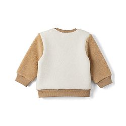Babyhug Fur Woven Full Sleeves Winter Sweatshirt And Pant With Fox Patch - Beige