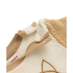 Babyhug Fur Woven Full Sleeves Winter Sweatshirt And Pant With Fox Patch - Beige