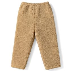 Babyhug Fur Woven Full Sleeves Winter Sweatshirt And Pant With Fox Patch - Beige