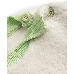 Babyhug Fur Woven Full Sleeves Winter Sweatshirt And Pant With Dino Patch - Green
