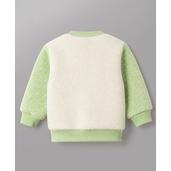 Babyhug Fur Woven Full Sleeves Winter Sweatshirt And Pant With Dino Patch - Green