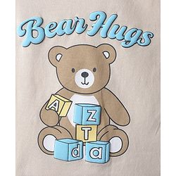 Babyhug 100% Cotton Knit T-Shirt with Full Sleeves and Bear Print in Offwhite