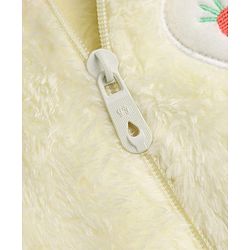 Babyhug Sherpa Fur Knit Full Sleeves Hooded Winter Romper With Bear Patch - Light yellow