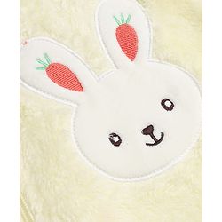 Babyhug Sherpa Fur Knit Full Sleeves Hooded Winter Romper With Bear Patch - Light yellow