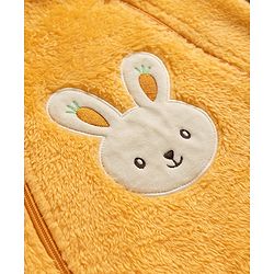 Babyhug Sherpa Fur Knit Full Sleeves Hooded Winter Romper With Bear Patch - Light yellow