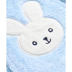 Babyhug Sherpa Fur Knit Full Sleeves Hooded Winter Romper With Bear Patch - Light yellow