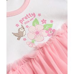 Babyhug 100% Cotton Interlock Knit Full Sleeves Onesie With Floral Print - Light Pink