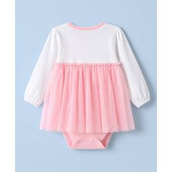 Babyhug 100% Cotton Interlock Knit Full Sleeves Onesie With Floral Print - Light Pink