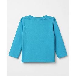 Babyhug 100% Cotton Knit T-Shirt with Full Sleeves and Tiger Print - Turquoise