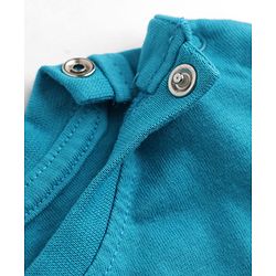 Babyhug 100% Cotton Knit T-Shirt with Full Sleeves and Tiger Print - Turquoise