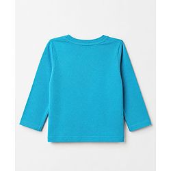 Babyhug 100% Cotton Knit T-Shirt with Full Sleeves and Tiger Print - Turquoise