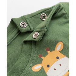 Babyhug 100% Cotton Knit T-Shirt with Full Sleeves and Giraffe Print in Green for 6-9 Months