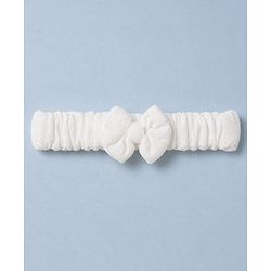 Babyhug 100% Cotton Interlock Knit Full Sleeves Onesies With Hair Band - White