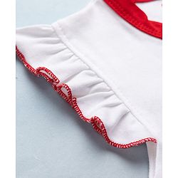 Babyhug 100% Cotton Interlock Knit Sleeveless Onesie With Bow Applique & Hearts & Animal Embroidery - White