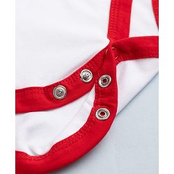 Babyhug 100% Cotton Interlock Knit Sleeveless Onesie With Bow Applique & Hearts & Animal Embroidery - White