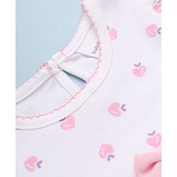 Babyhug 100% Cotton Interlock Knit Onesie and Hairband with Full Sleeves and Strawberry Print - Pink