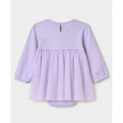 Babyhug 100% Cotton Knit interlock Onesie and Hairband with Full Sleeves and Flower Applique - Lavender