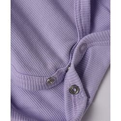 Babyhug 100% Cotton Knit interlock Onesie and Hairband with Full Sleeves and Flower Applique - Lavender