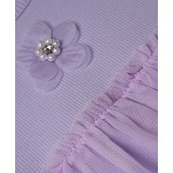 Babyhug 100% Cotton Knit interlock Onesie and Hairband with Full Sleeves and Flower Applique - Lavender
