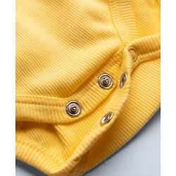 Babyhug 100% Cotton Interlock Knit Full Sleeves Frock Style Onesie With Floral Applique & Headbands - Yellow