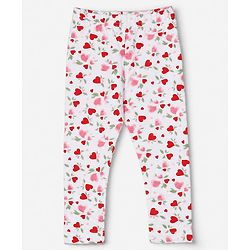 Babyhug Cotton Lycra Knit Full Length Leggings With Floral & Polka Dots Print Pack of 3 - Pink, White & Red