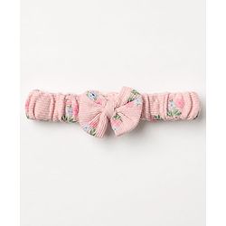 Babyhug 100% Cotton Knit Interlock Onesie and Headband with Full Sleeves and Floral Print - Baby Pink