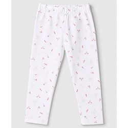 Babyhug Cotton Elastane Knit Full Length Lycra Leggings with Floral Polka Dots Print Pack of 3 - Pink White Lavender