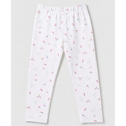 Babyhug Cotton Elastane Knit Full Length Lycra Leggings with Floral Polka Dots Print Pack of 3 - Pink White Lavender