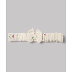 Babyhug 100% Cotton Interlock Knit Onesie and Hairband with Full Sleeves and Floral Print - White