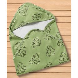 Babyhug Cotton Knit Hooded Towel & Wrapper L 77 x B 77 cm - Green