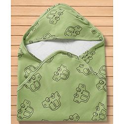 Babyhug Cotton Knit Hooded Towel & Wrapper L 77 x B 77 cm - Green