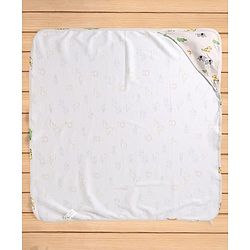 Babyhug Cotton Knit Hooded Towel & Wrapper L 78 x B 75 cm - White