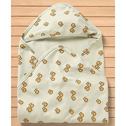 Babyhug Cotton Knit Hooded Towel & Wrapper L 77 x B 77 cm - Green