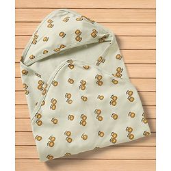 Babyhug Cotton Knit Hooded Towel & Wrapper L 77 x B 77 cm - Green
