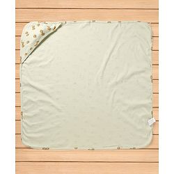 Babyhug Cotton Knit Hooded Towel & Wrapper L 77 x B 77 cm - Green