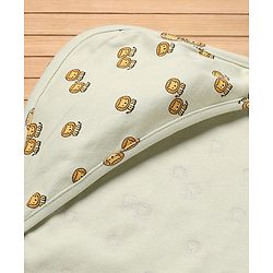 Babyhug Cotton Knit Hooded Towel & Wrapper L 77 x B 77 cm - Green