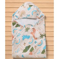 Babyhug Cotton Knit Hooded Towel & Wrapper L 78 x B 75 cm - Green