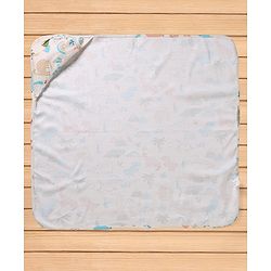 Babyhug Cotton Knit Hooded Towel & Wrapper L 78 x B 75 cm - Green