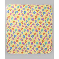 Babyhug Cotton Knit Hooded Towel & Wrapper L 78 x B 75 cm - Yellow