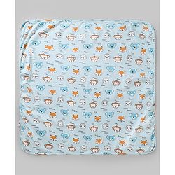Babyhug Cotton Knit Hooded Towel & Wrapper L 78 x B 75 cm - Blue