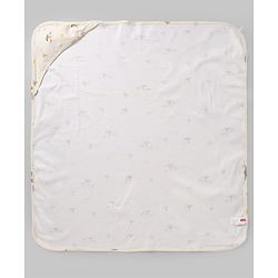 Babyhug Cotton Knit Hooded Towel & Wrapper L 78 x B 75 cm - Offwhite