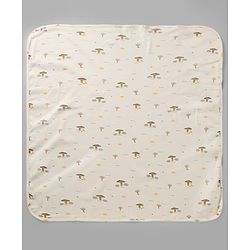 Babyhug Cotton Knit Hooded Towel & Wrapper L 78 x B 75 cm - Offwhite