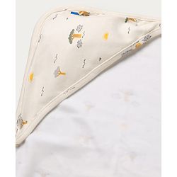Babyhug Cotton Knit Hooded Towel & Wrapper L 78 x B 75 cm - Offwhite
