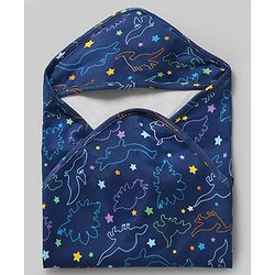 Babyhug Cotton Knit Hooded Towel & Wrapper L 76 x B 74 cm - Blue