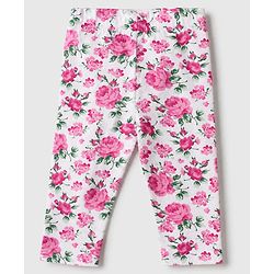Babyhug Cotton Lycra Full Length Leggings With Polka Dot & Floral Print Pack of 3 - Pink