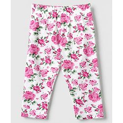 Babyhug Cotton Lycra Full Length Leggings With Polka Dot & Floral Print Pack of 3 - Pink