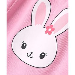 Babyhug Cotton Elastane Knit Slim Fit Full Length Leggings with Rabbit & Floral Print Pack of 3 - White & Pink