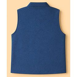 Babyhug Knit Woven Full Sleeves Solid Party Suit - Blue