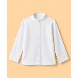 Babyhug Knit Woven Full Sleeves Solid Party Suit - Blue