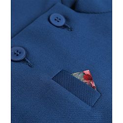 Babyhug Knit Woven Full Sleeves Solid Party Suit - Blue